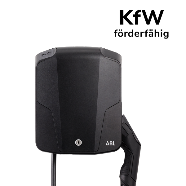 ABL Wallbox eMH1 Basic (22 kW) schwarz in der Frontansicht ist KfW förderfähig- Einfach E-Auto Shop